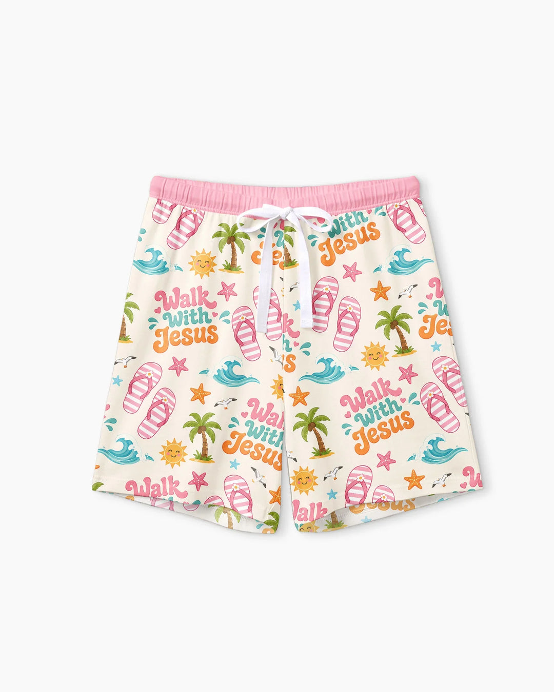 Groovy Summer Walk With Jesus Bamboo Women Short Sleeve Short Pajama Set