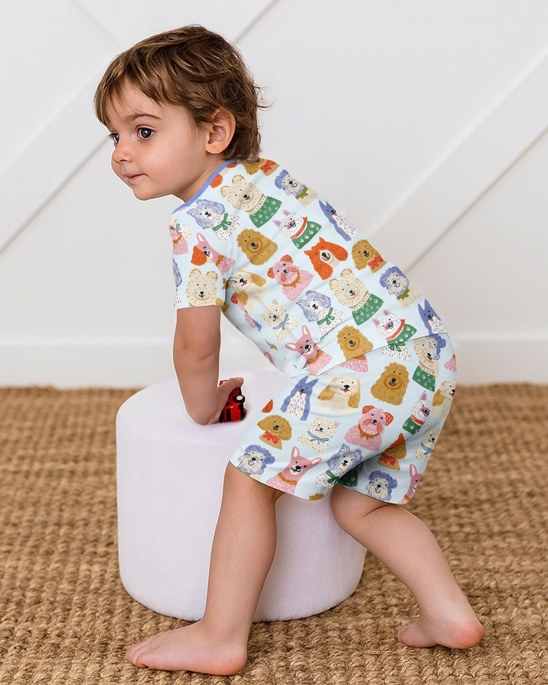 Puppy Portrait Bamboo Two Piece Short Sleeve Shorts Pajama Set