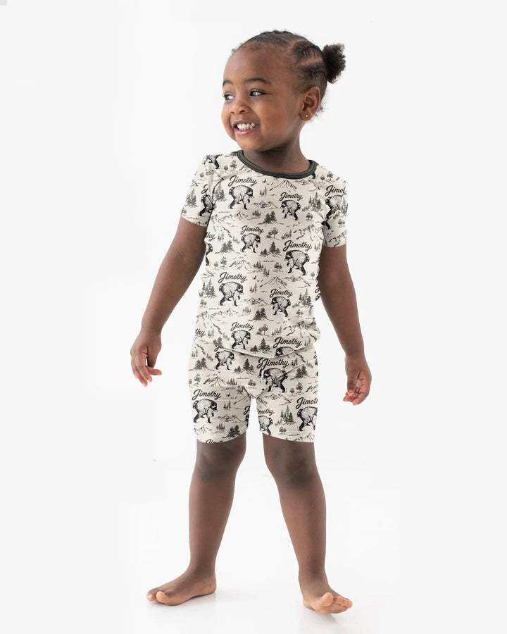 Vintage Jimothy Racoon Family Matching Bamboo Two Piece Short Sleeve Shorts Pajama Set