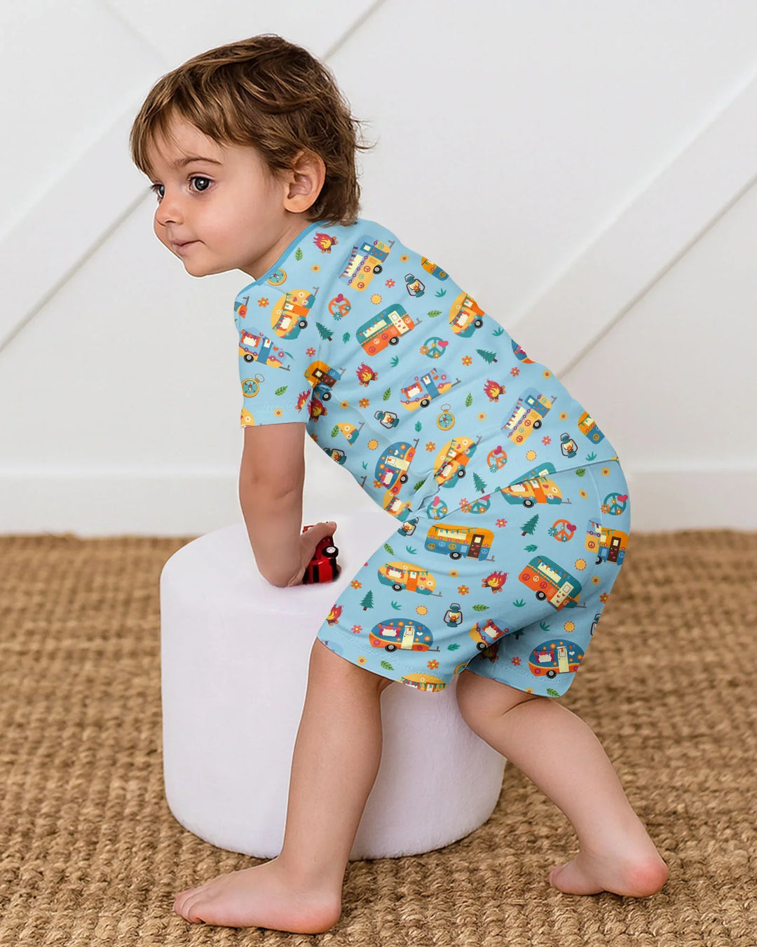 Happy Little Camper Bamboo Two Piece Short Sleeve Shorts Pajama Set
