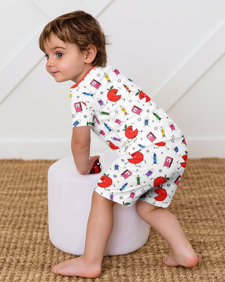 Conjunto de Pijama de Dos Piezas de Bambú con Mangas Cortas y Pantalones Cortos