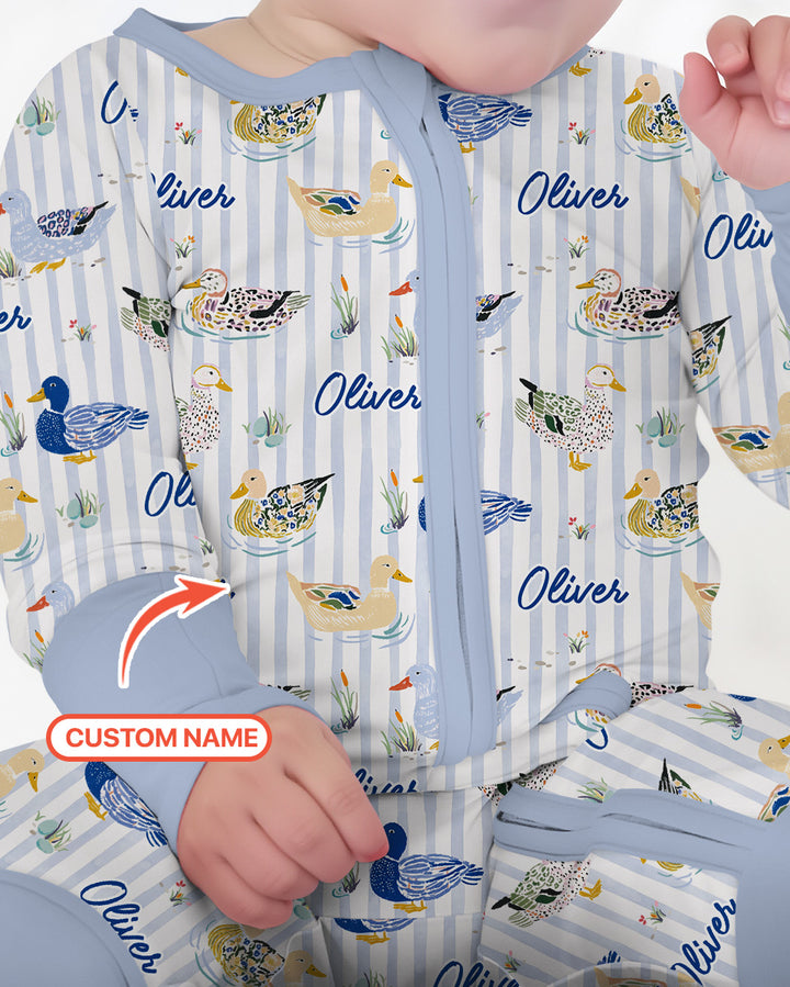 Whimsical Duck Custom Name Bamboo Convertible Zippy