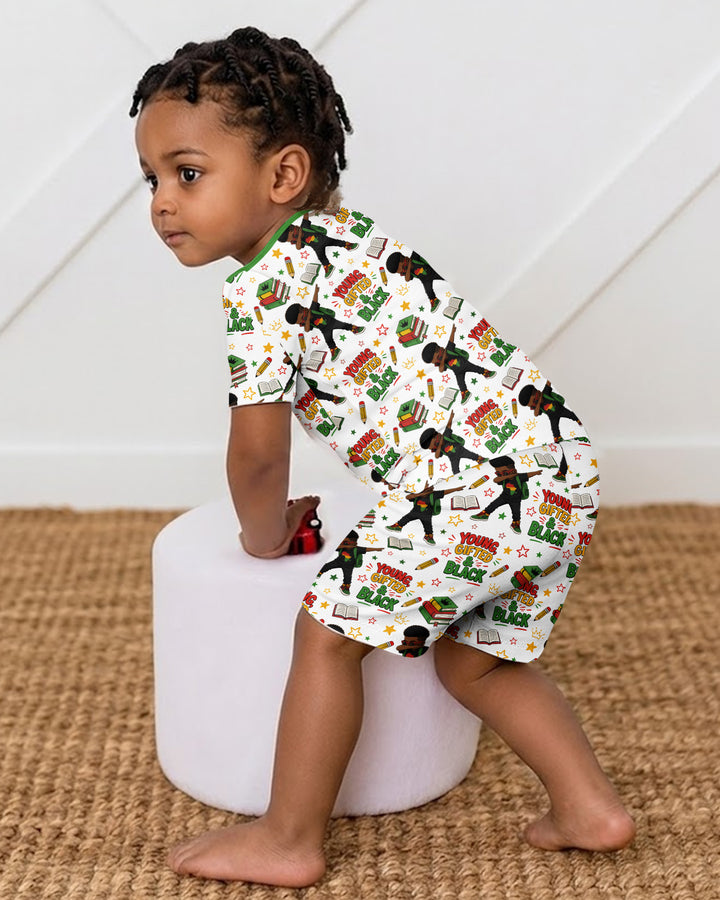 Conjunto de Pijama de Dos Piezas de Bambú con Mangas Cortas y Pantalones Cortos