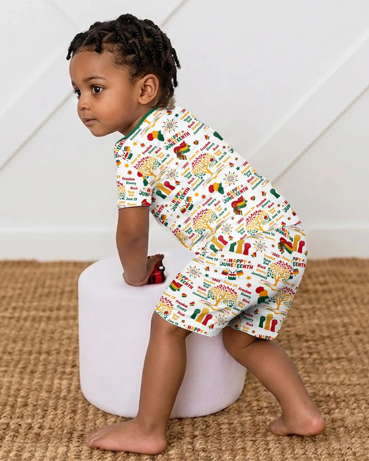 Happy Juneteenth Bamboo Two Piece Short Sleeve Shorts Pajama Set