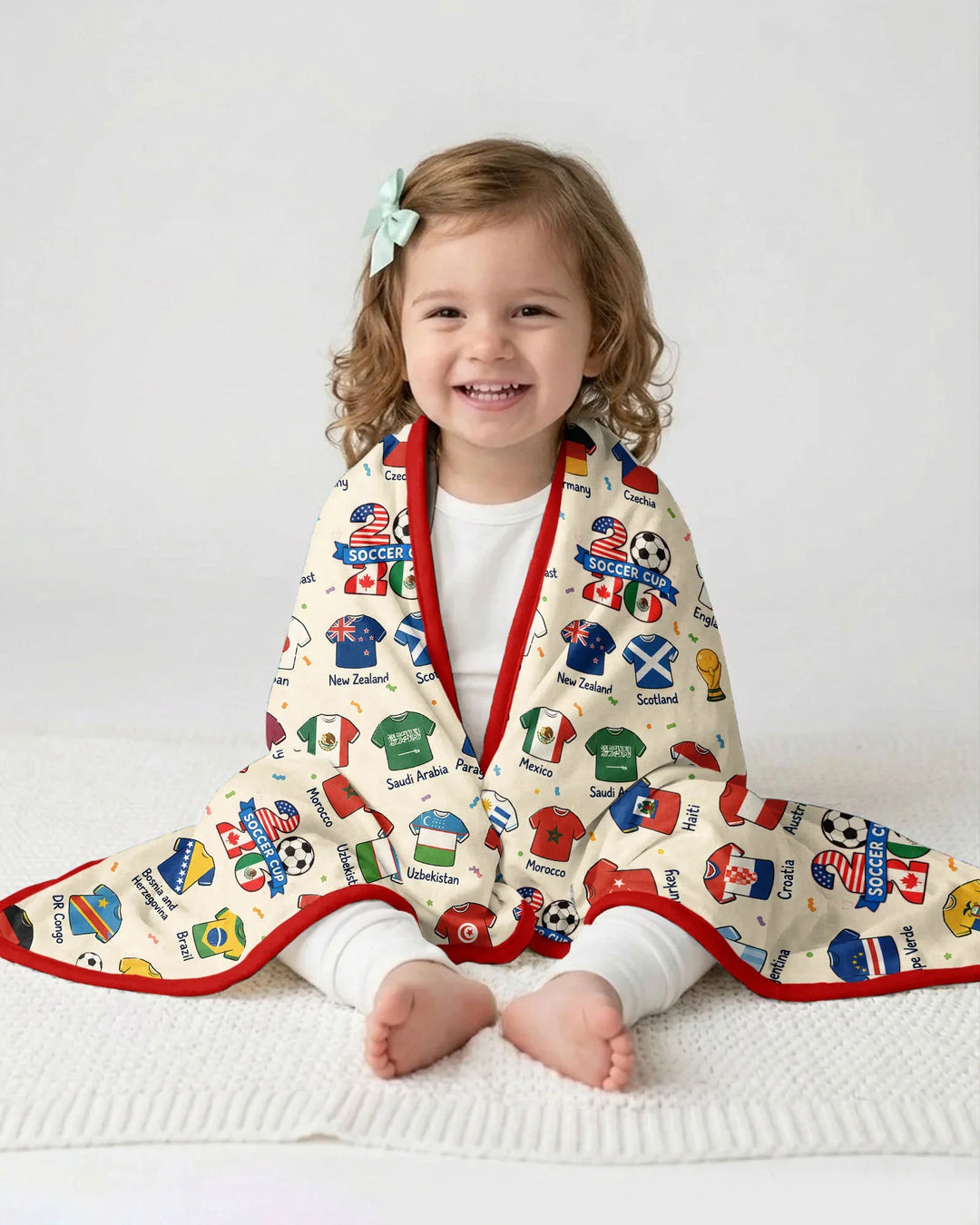 2026 Soccer World Jersey Flag Bamboo Blanket