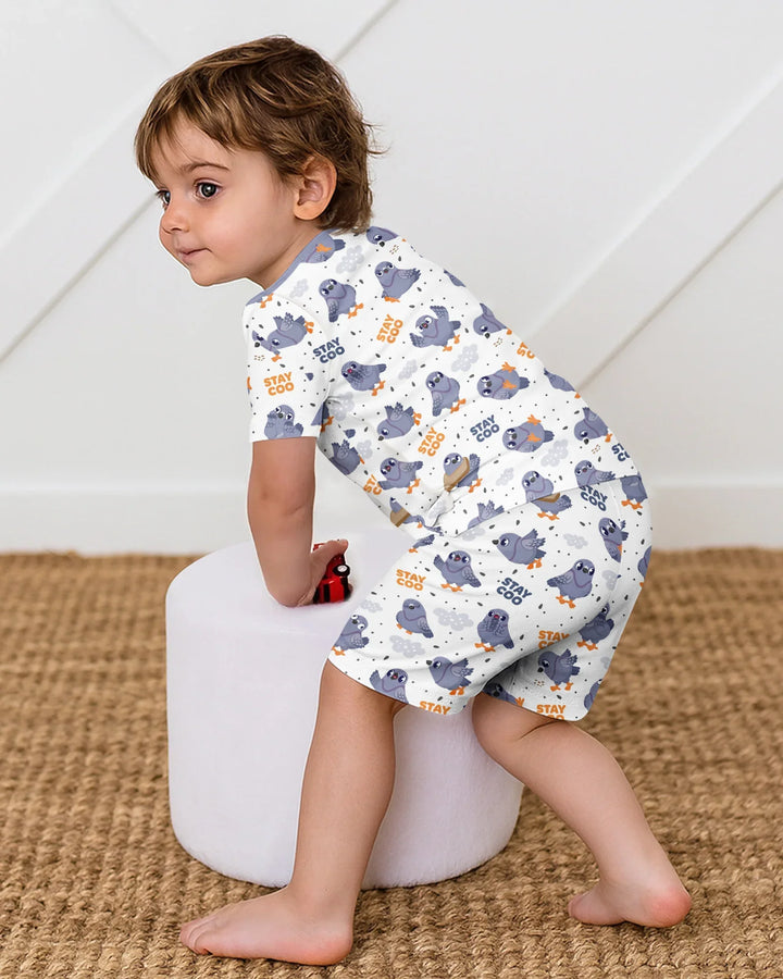 Pigeon Stay Coo Bamboo Two Piece Short Sleeve Shorts Pajama Set