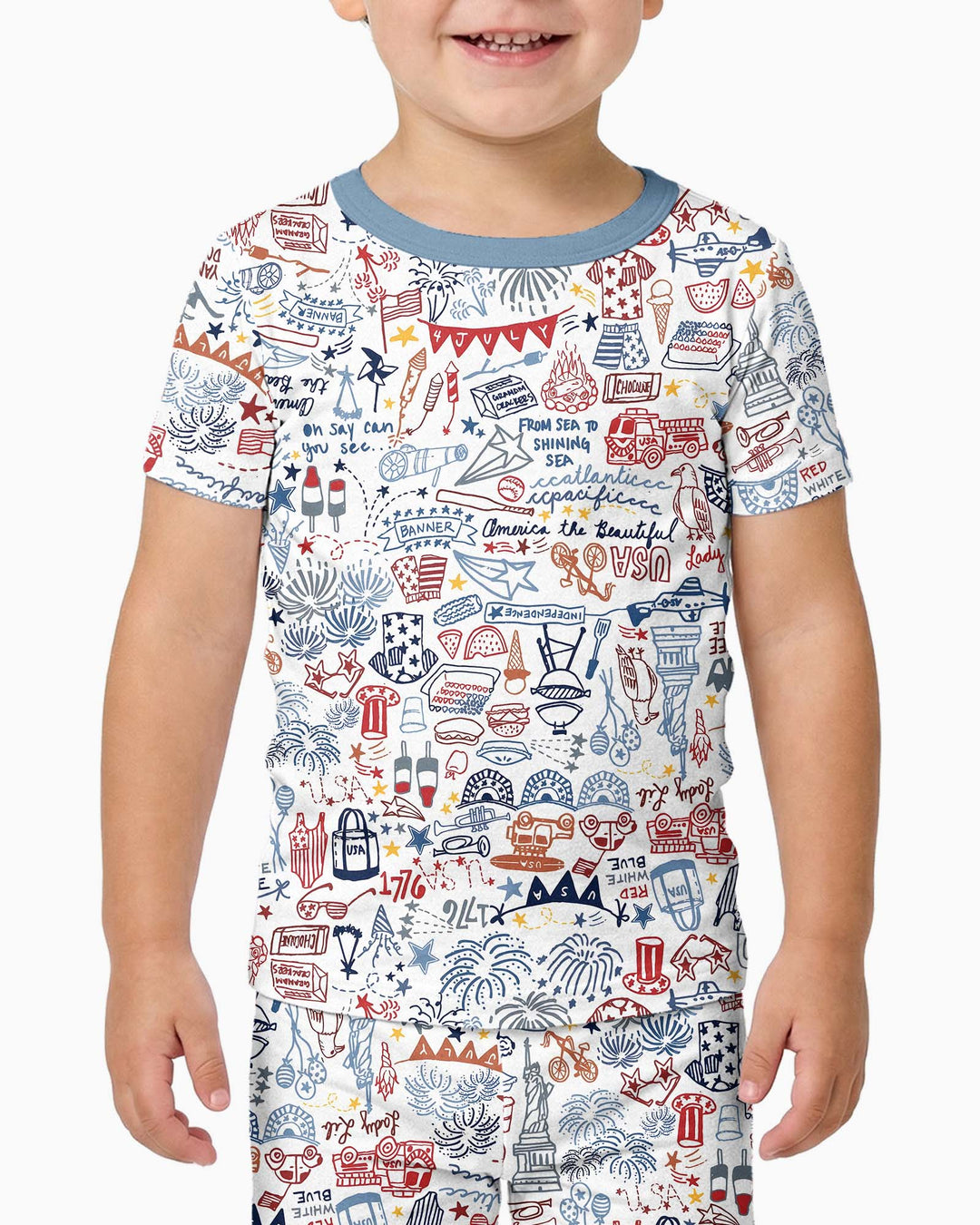 Liberty Doodle 250th Family Matching Bamboo Two Piece Short Sleeve Pajama Set