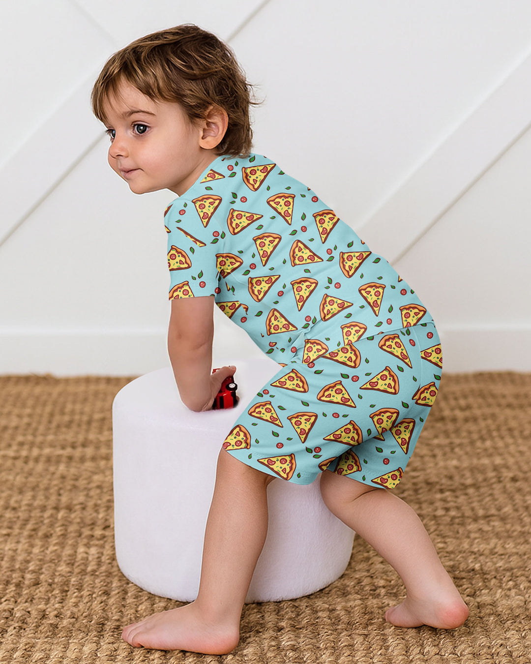 Pizza Doodle Bamboo Two-Piece Short Sleeve Shorts Pajama Set