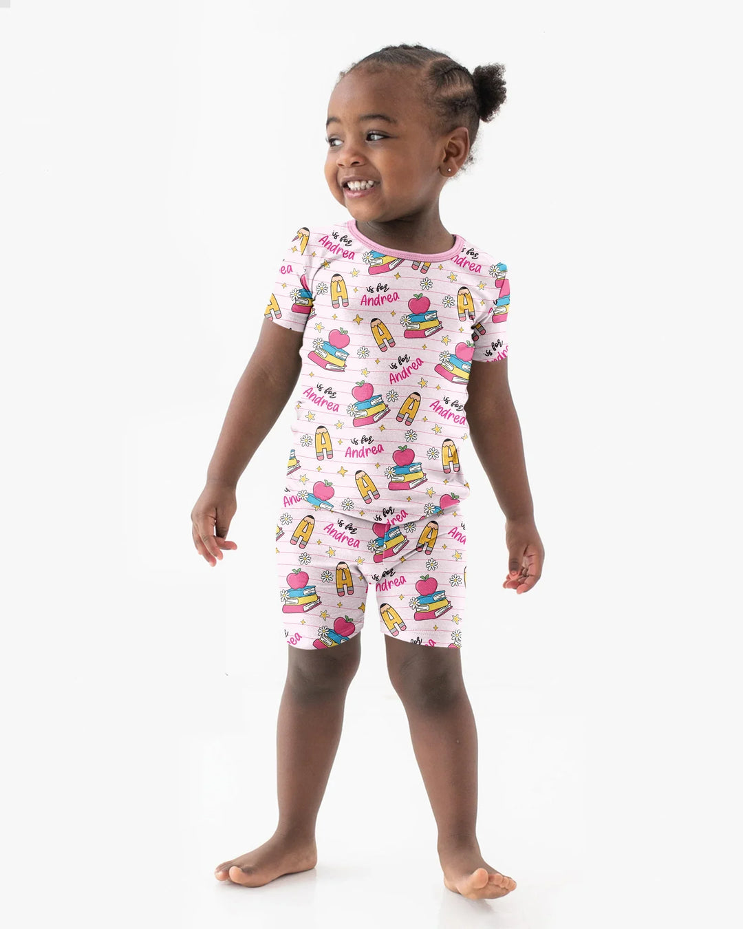 First Day of School Bamboo Two Piece Short Sleeve Shorts Pajama Set