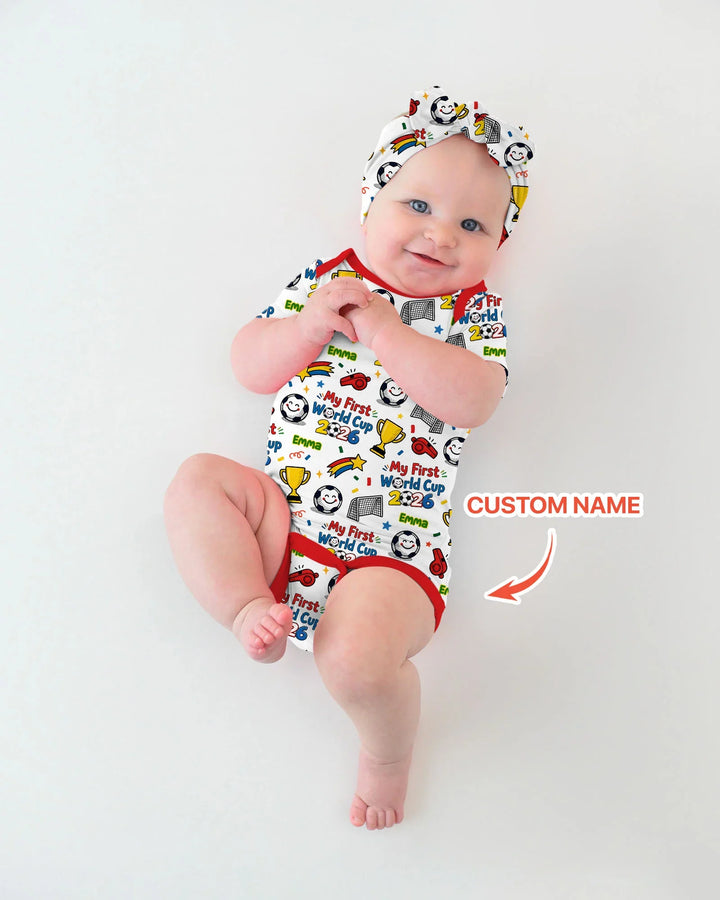 Custom Name My First Soccer Cup Bamboo Bodysuit