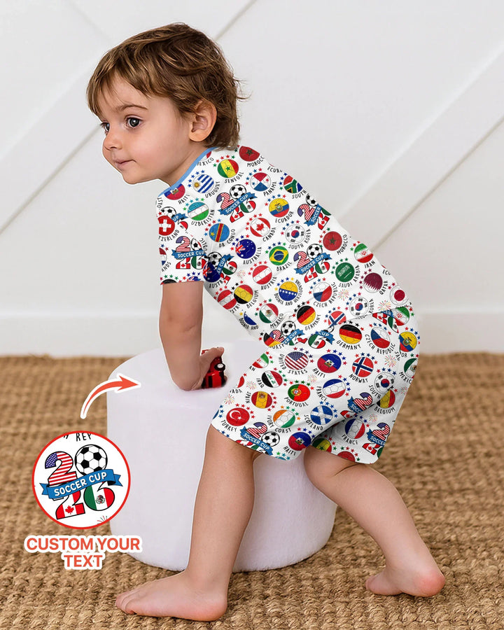 The World Plays Here 2026 Soccer Tour Bamboo Two Piece Short Sleeve Shorts Pajama Set
