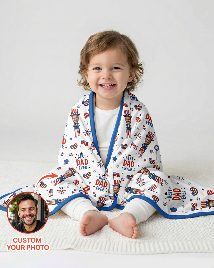 Custom Photo Best Patriotic Family Ever Bamboo Blanket