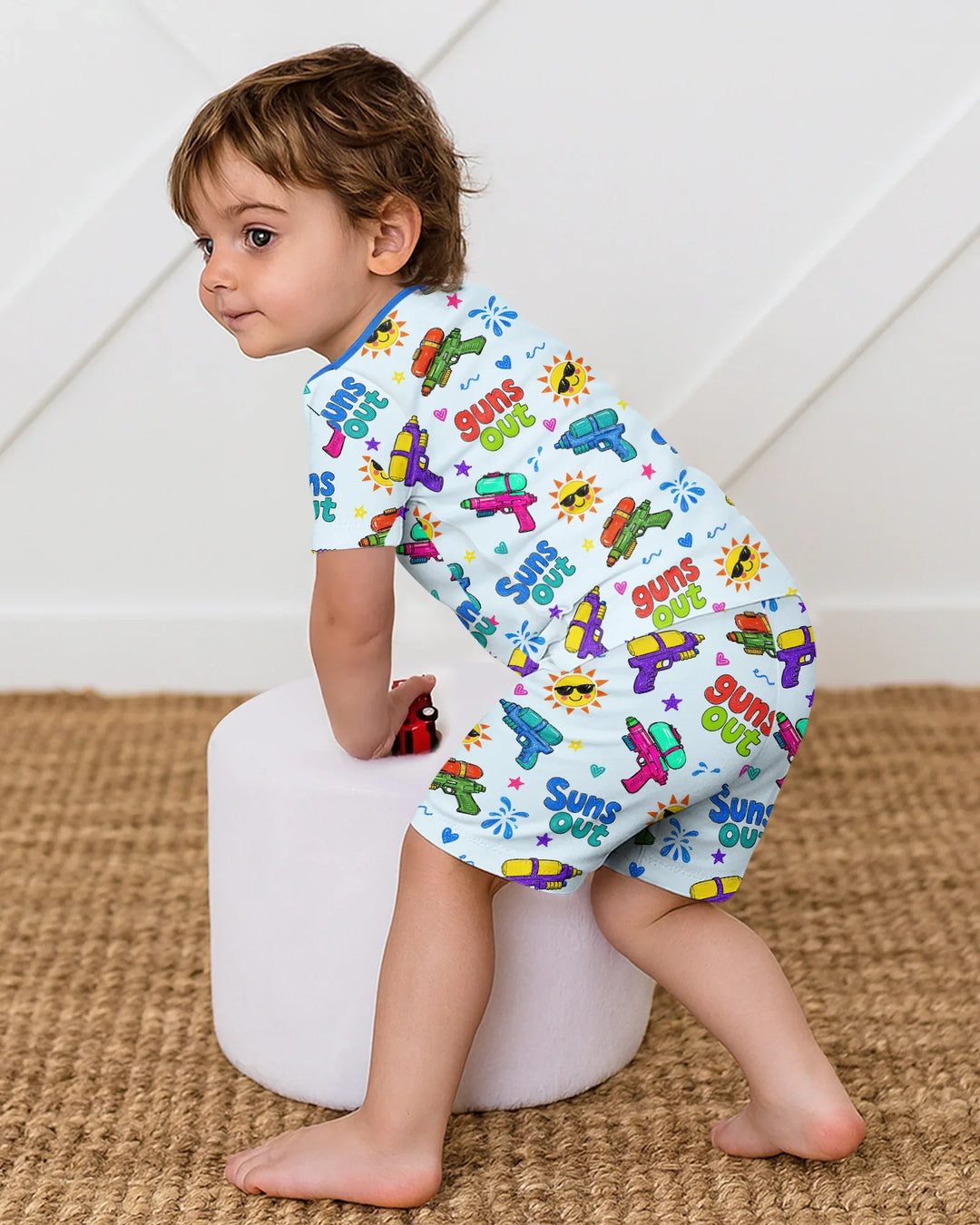 Sun Out Guns Out Bamboo Two Piece Short Sleeve Shorts Pajama Set