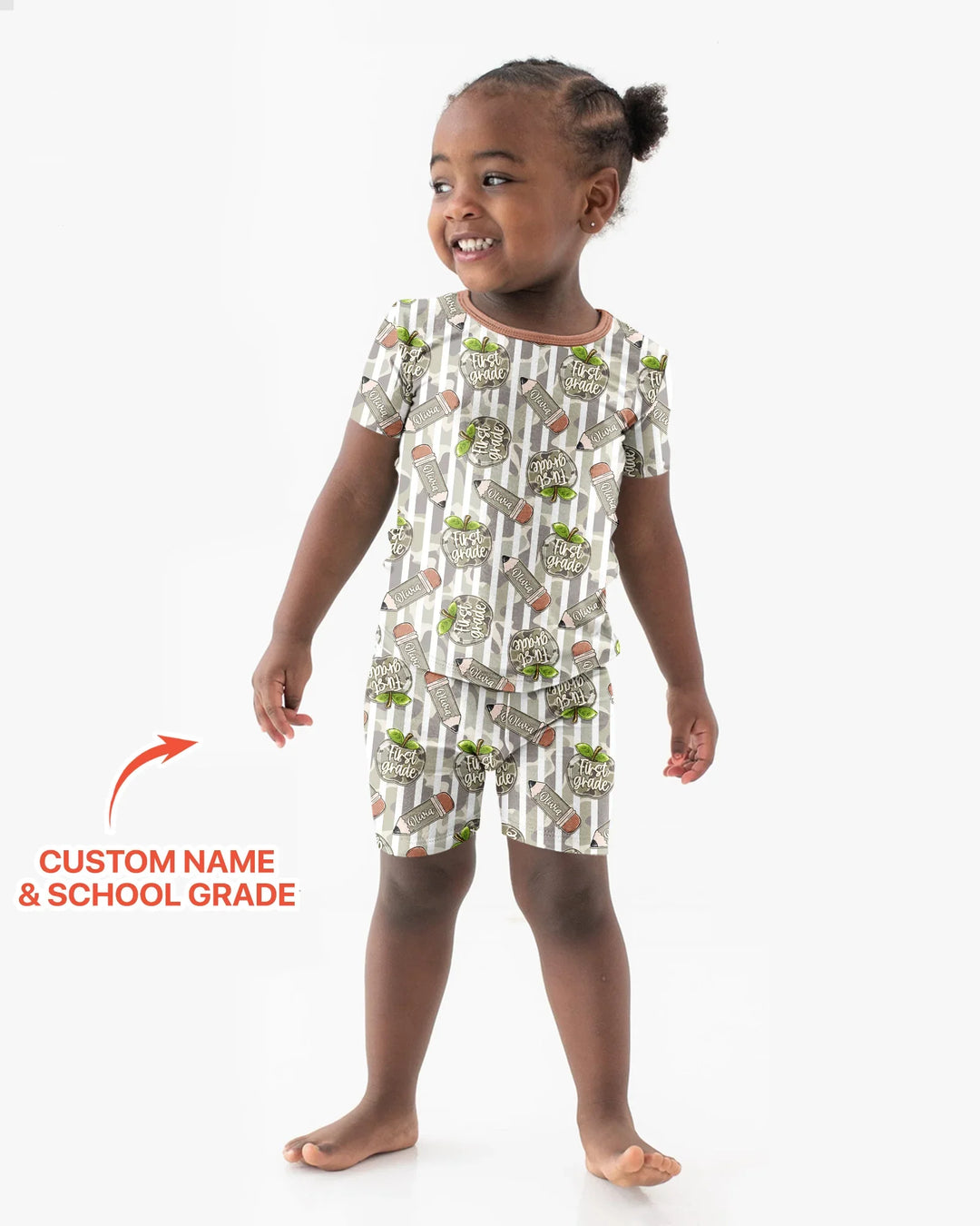 Custom Name Camo Apple Days Bamboo Two Piece Short Sleeve Shorts Pajama Set