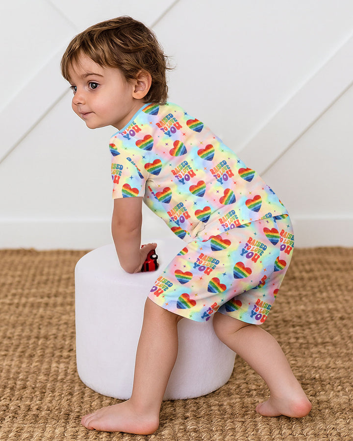 Raised To Love You Bamboo Two Piece Short Sleeve Shorts Pajama Set