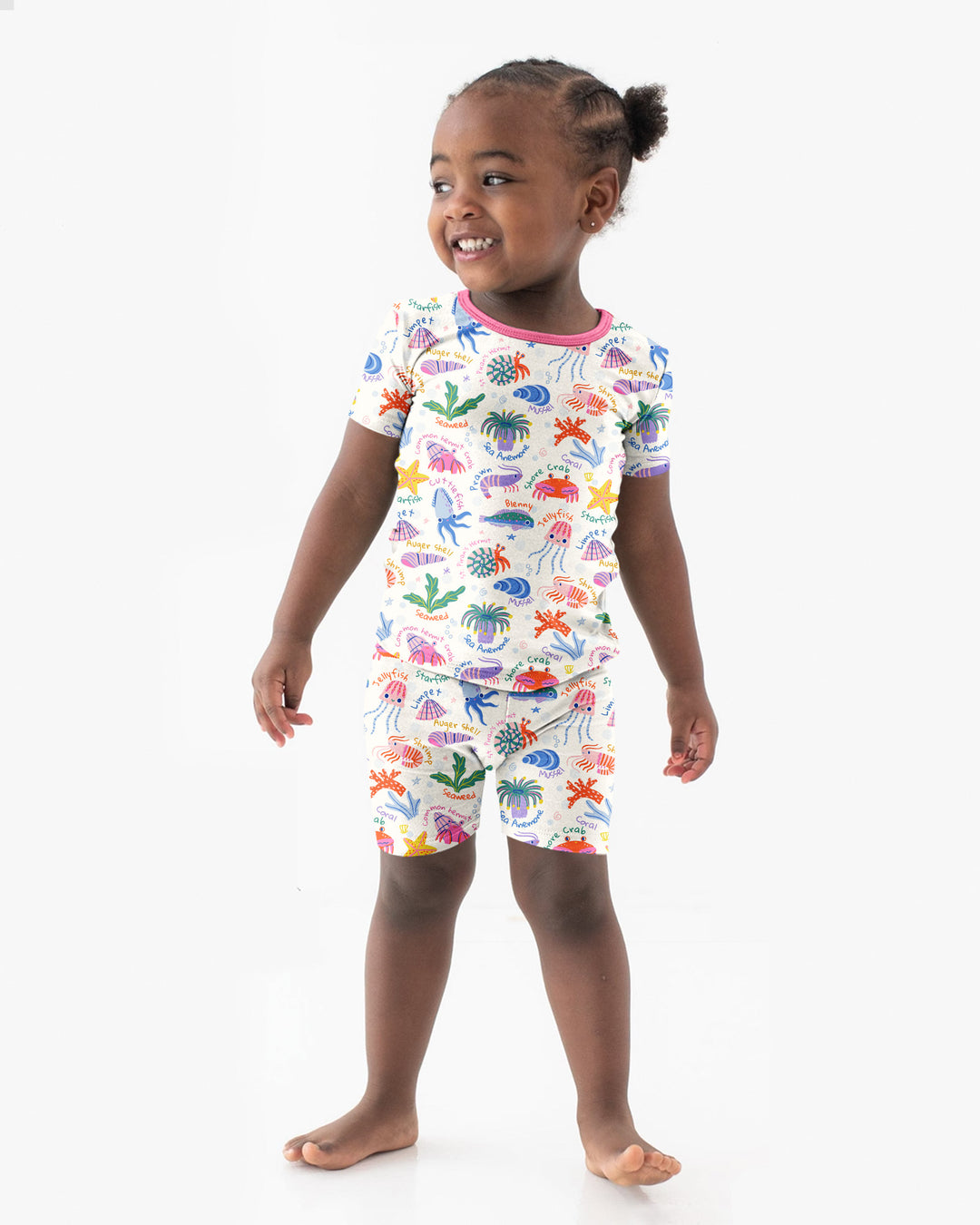 Conjunto de Pijama de Manga Corta y Pantalón Corto de Bambú "Amigos de la Piscina de Marea"