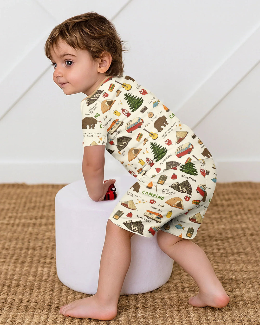 Conjunto de Pijama de Dos Piezas de Bambú con Mangas Cortas y Pantalones Cortos