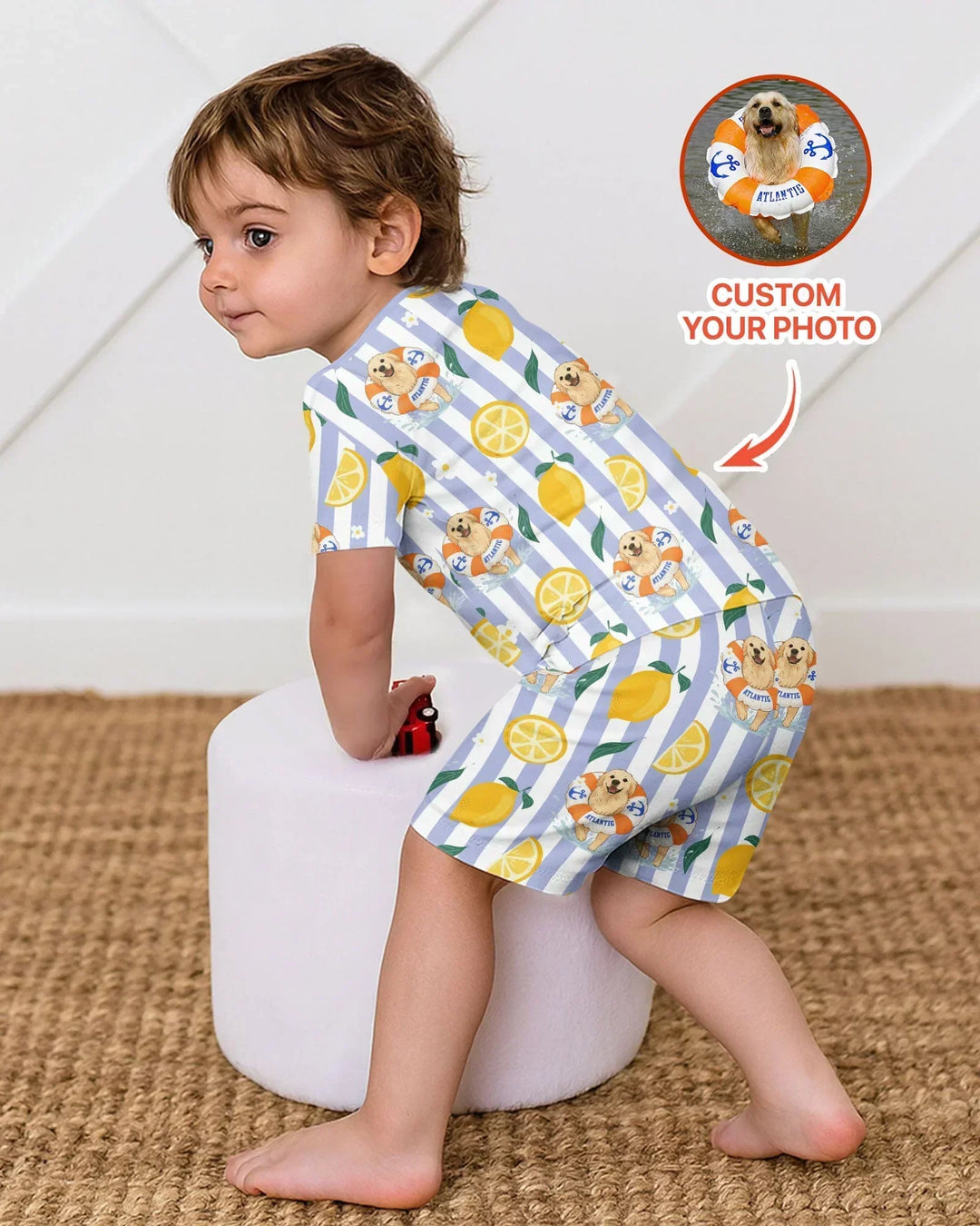 Zweiteiliges Pyjama-Set mit kurzen Ärmeln und Shorts im Sommer-Design