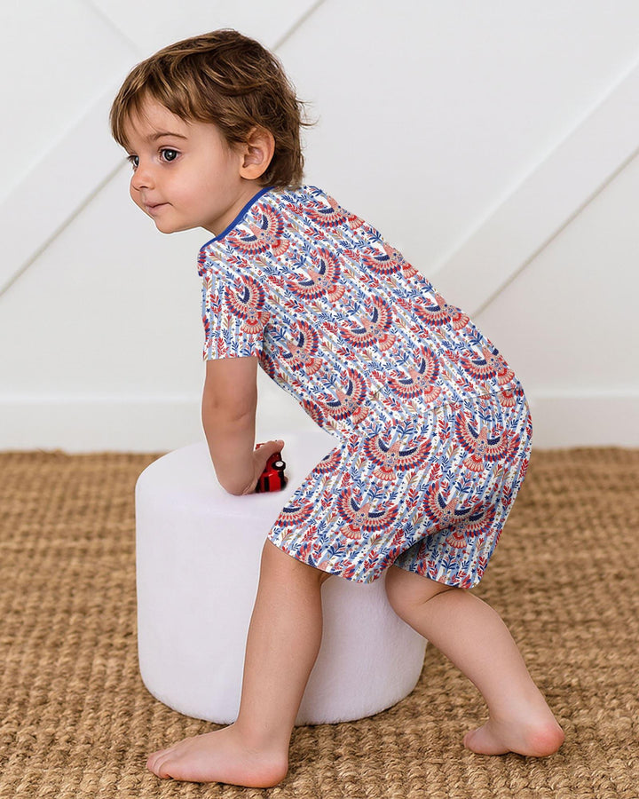 Patriotic Eagle Bamboo Two Piece Short Sleeve Shorts Pajama Set