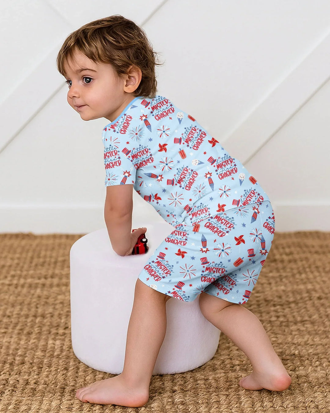 Conjunto de Pijama de Dos Piezas de Bambú con Mangas Cortas y Pantalones Cortos