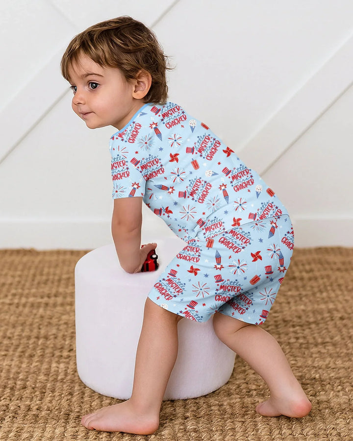 Conjunto de Pijama de Dos Piezas de Bambú con Mangas Cortas y Pantalones Cortos