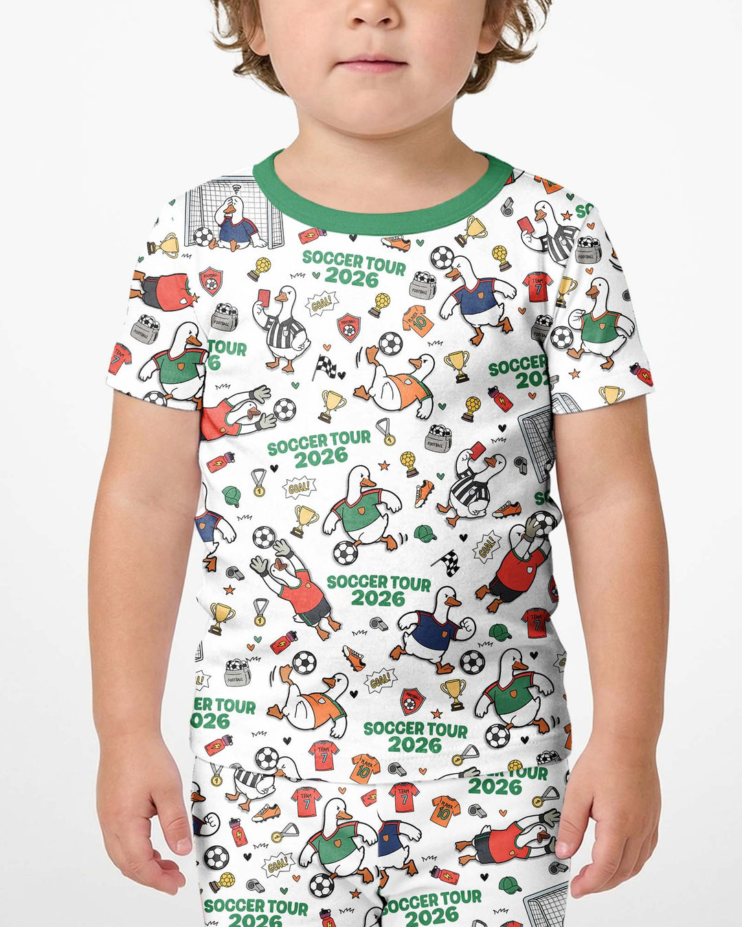Funny Goose Soccer Tour 2026 Bamboo Two Piece Short Sleeve Shorts Pajama Set