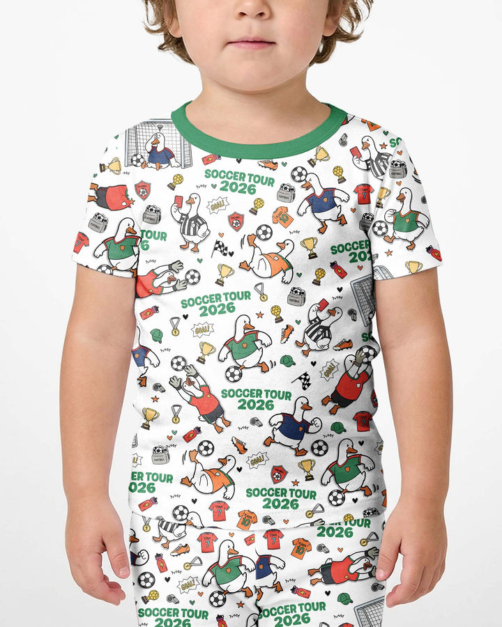 Funny Goose Soccer Tour 2026 Bamboo Two Piece Short Sleeve Shorts Pajama Set