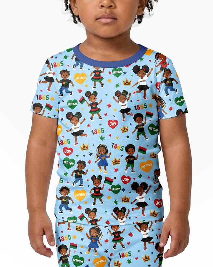 Celebrate Juneteenth Freedom Bamboo Two Piece Short Sleeve Shorts Pajama Set