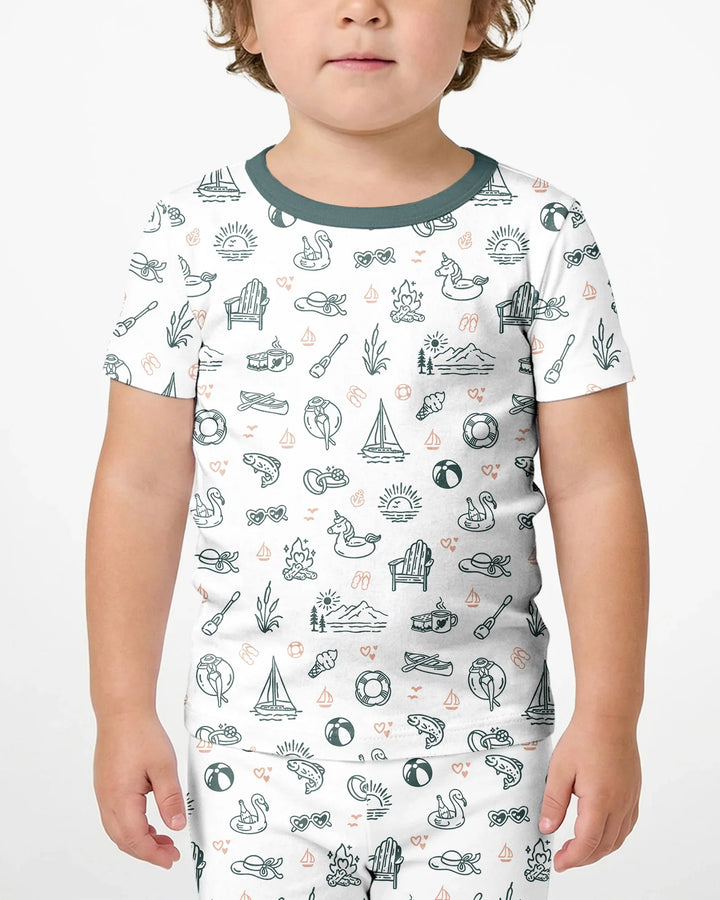 Schlafanzug-Set zweiteilig, kurze Ärmel, kurze Hose, Bambus
