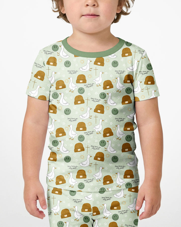 Conjunto de Pijama de Dos Piezas de Bambú con Mangas Cortas y Pantalones Cortos