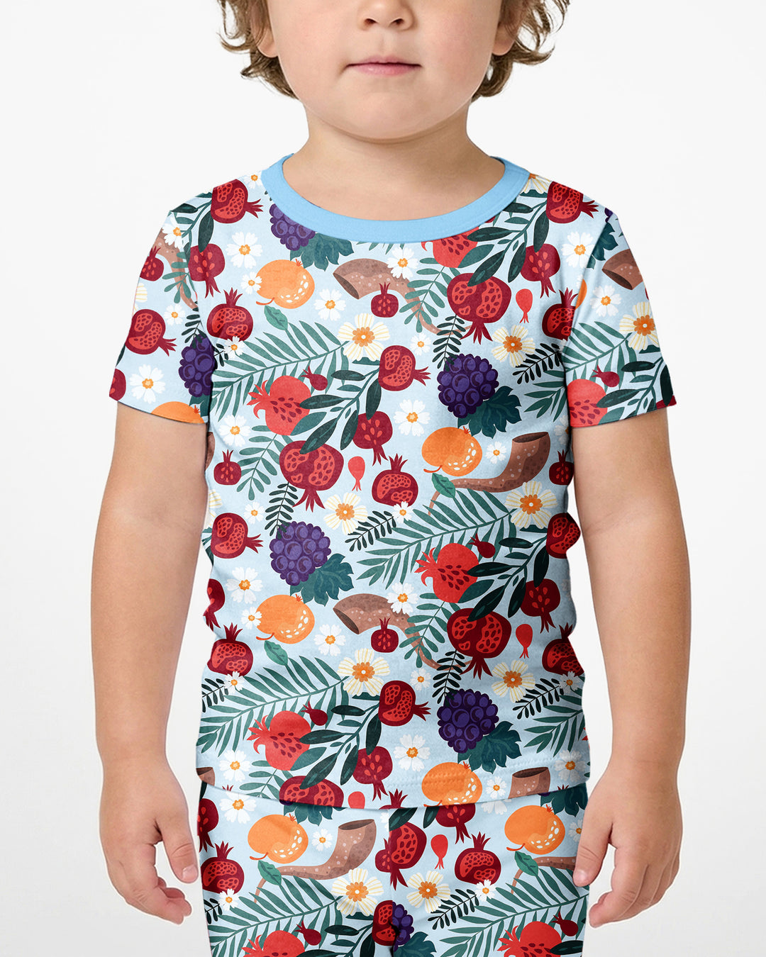 Pomegranate Blessings Night Family Matching Bamboo Two Piece Short Sleeve Shorts Pajama Set