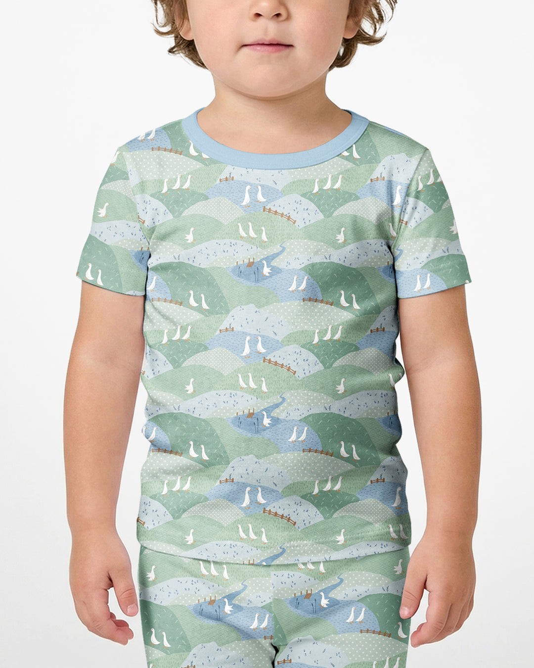 Wandering Geese Family Matching Bamboo Two Piece Short Sleeve Shorts Pajama Set
