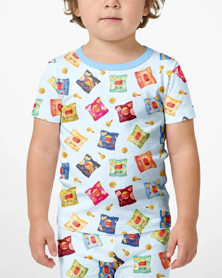 Potato Chips Bamboo Two Piece Short Sleeve Shorts Pajama Set