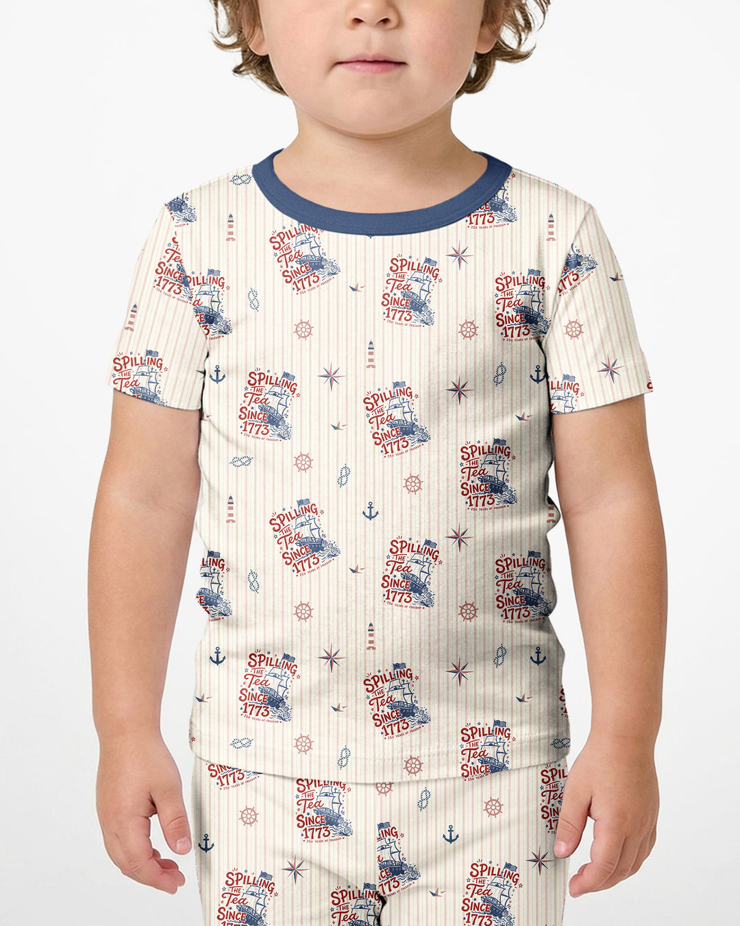 Spilling The Tea Since 1773 Family Matching Bamboo Two Piece Short Sleeve Shorts Pajama Set