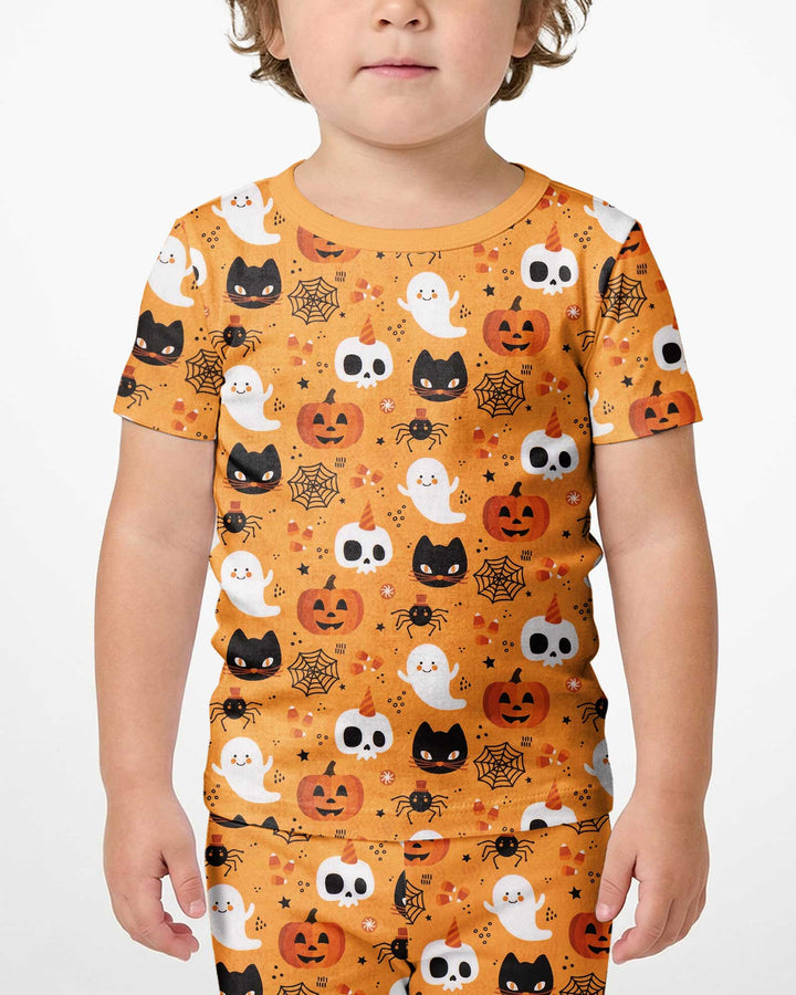 Halloween Party Bamboo Two Piece Short Sleeve Shorts Pajama Set