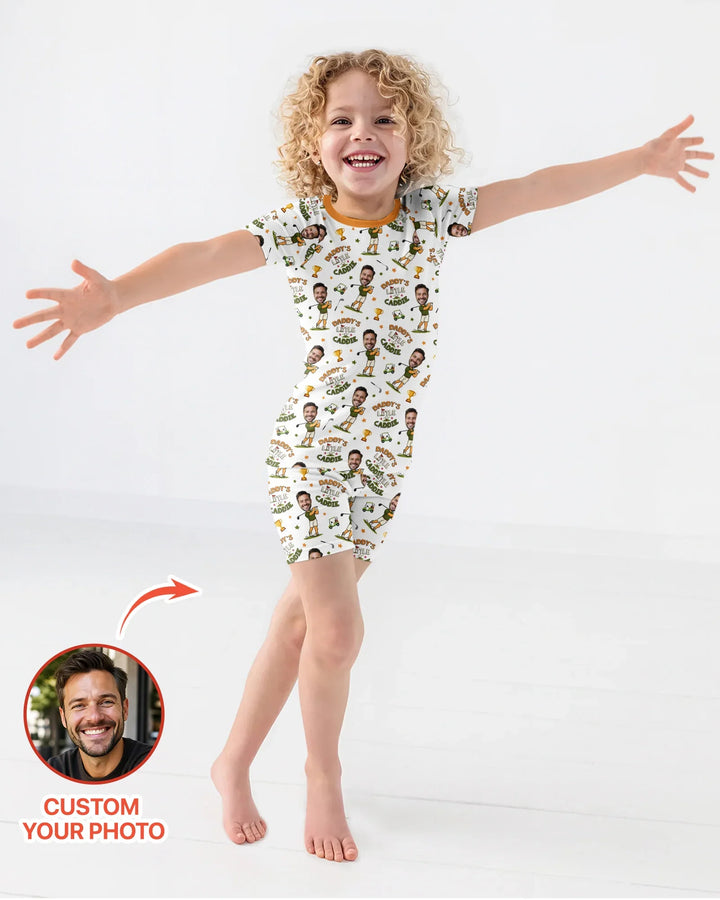 Custom Photo Daddy's Little Caddie Daddy & Me Matching Bamboo Two Piece Short Sleeve Shorts Pajama Set