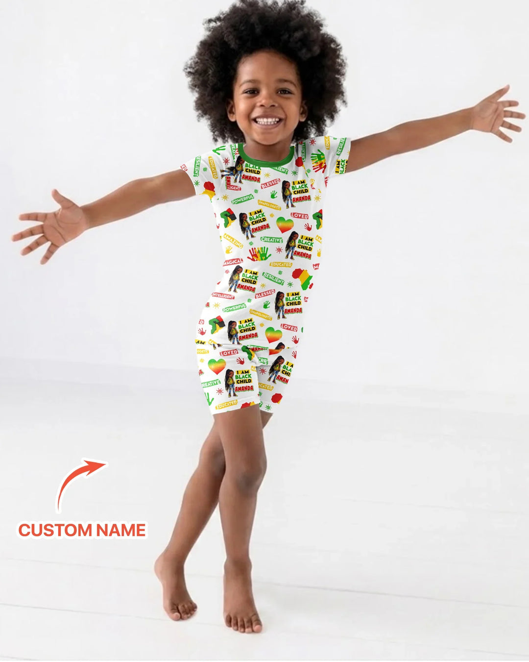 Custom Name I Am Black Child Magical Bamboo Two Piece Short Sleeve Shorts Pajama Set