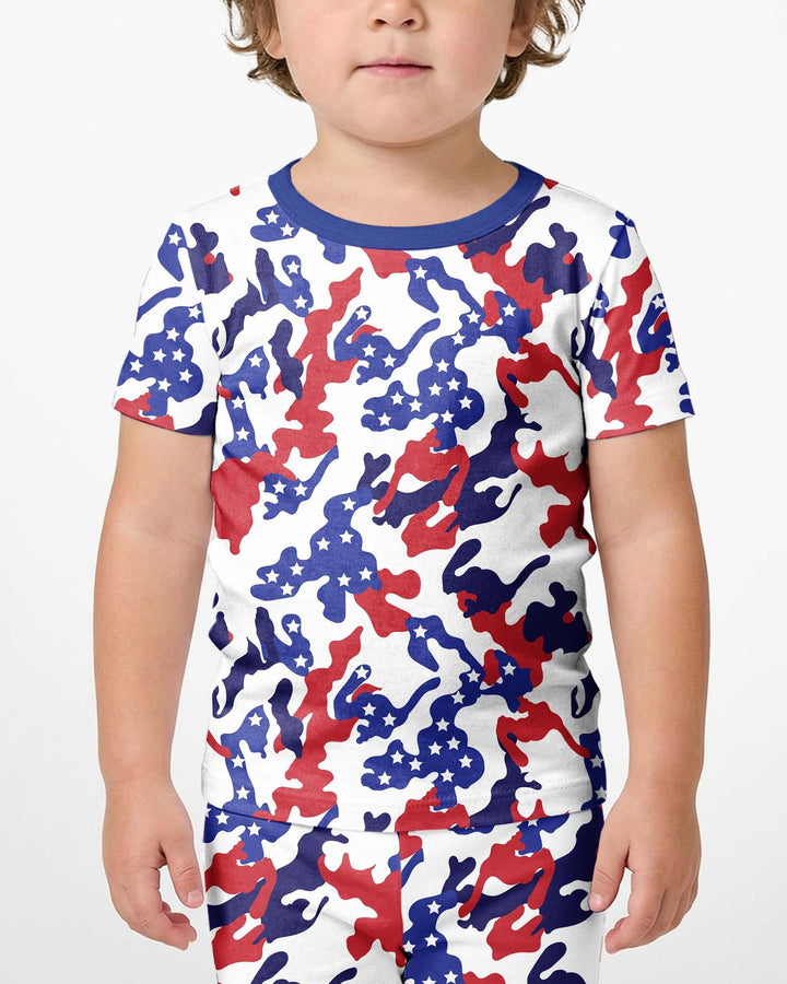 Patriot Camo Daddy & Me Matching Bamboo Two Piece Short Sleeve Shorts Pajama Set