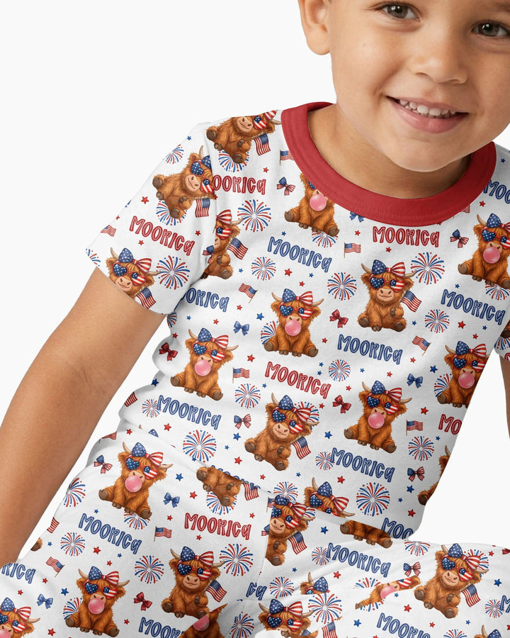 Conjunto de pijama de dos piezas de manga corta de bambú