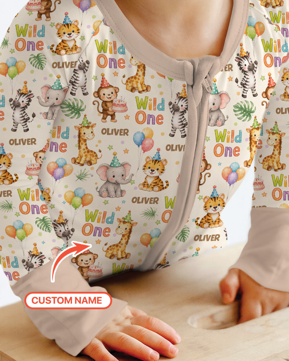 Custom Name 1st Birthday Wild One Bamboo Convertible Zippy