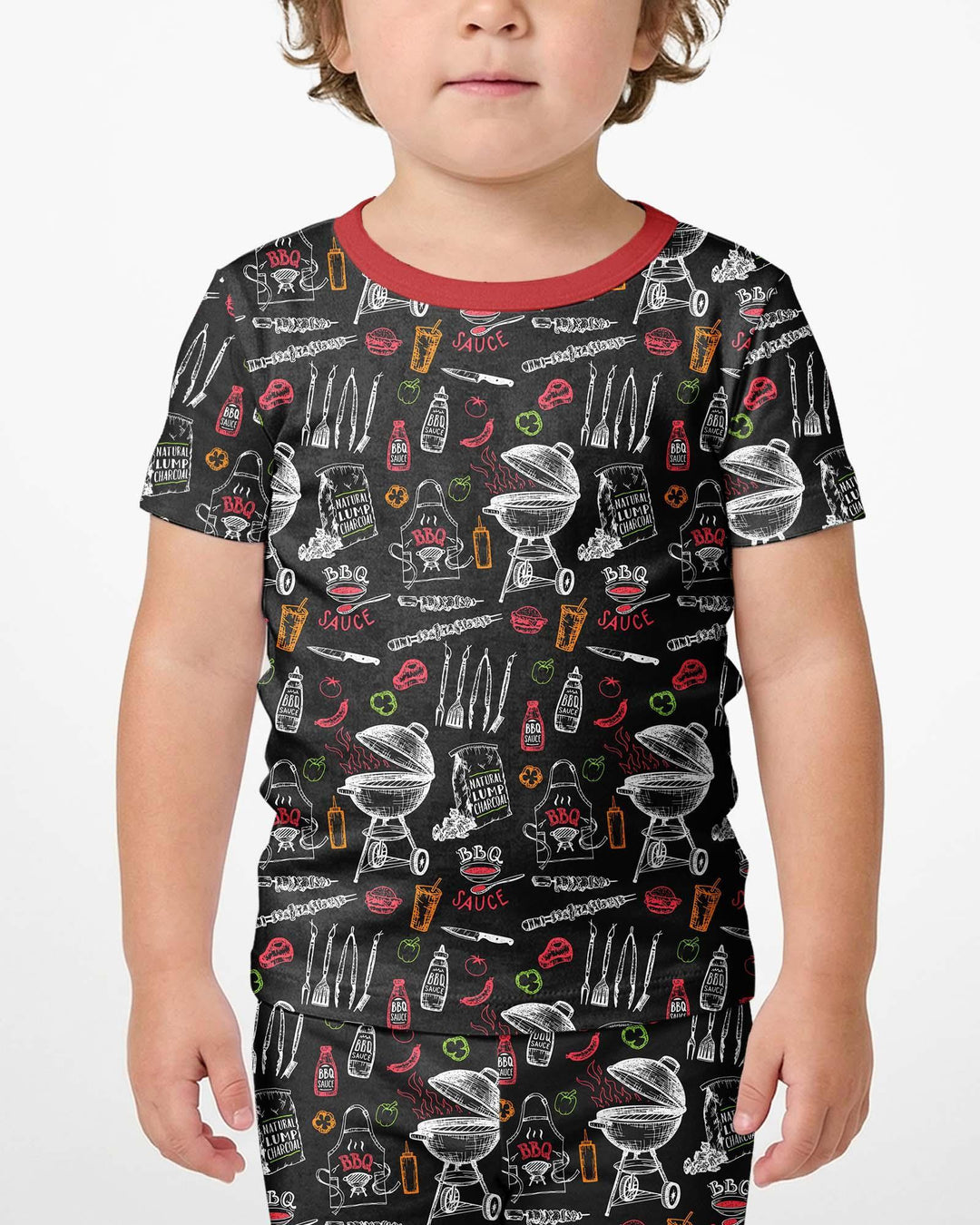 Backyard BBQ Party Family Matching Bamboo Two Piece Short Sleeve Shorts Pajama Set