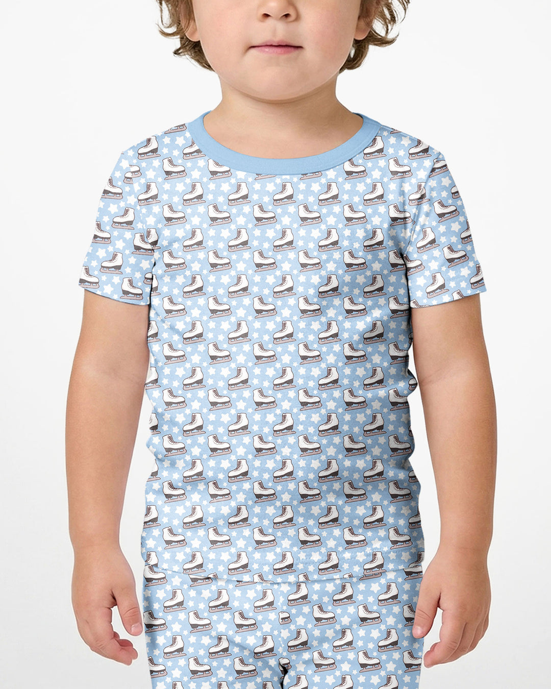 Ice Skating Bamboo Two Piece Short Sleeve Shorts Pajama Set