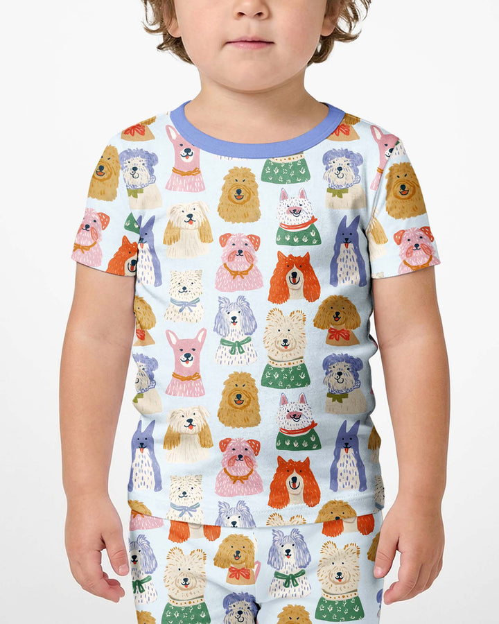 Puppy Portrait Bamboo Two Piece Short Sleeve Shorts Pajama Set
