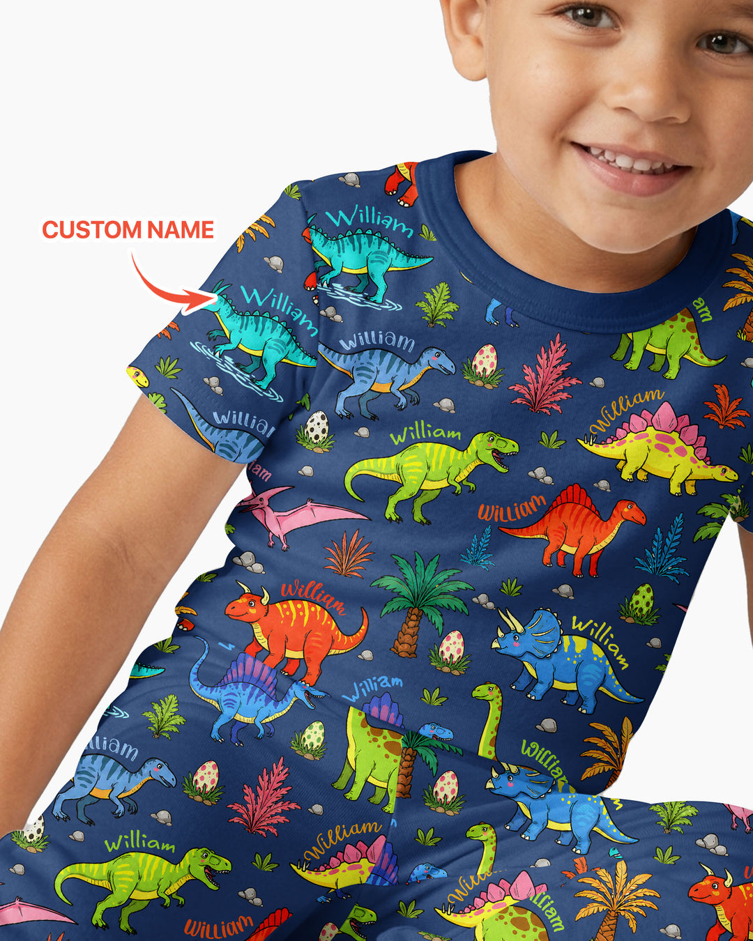 Dino Field Guide Custom Name Bamboo Two Piece Short Sleeve Pajama Set