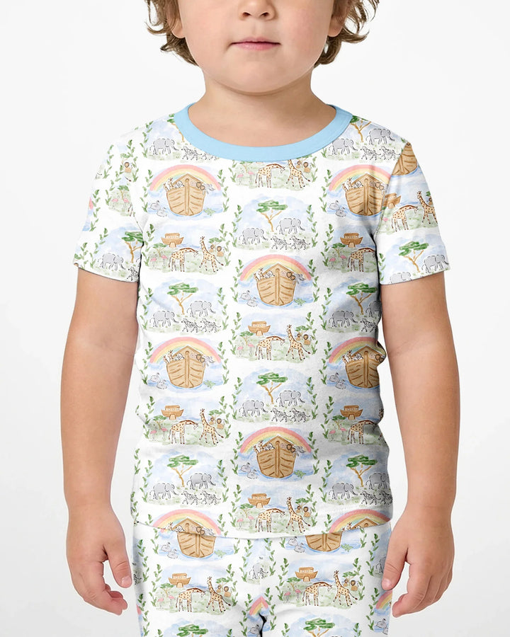 Noah And The Ark Bamboo Two Piece Short Sleeve Shorts Pajama Set