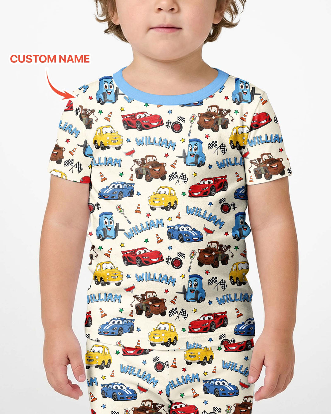 Car Movie Bamboo Two Piece Short Sleeve Shorts Pajama Set
