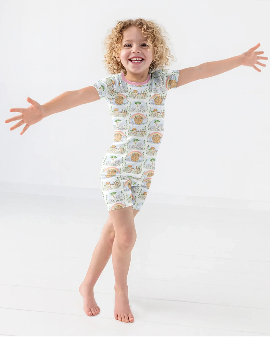 Noah And The Ark Bamboo Two Piece Short Sleeve Shorts Pajama Set