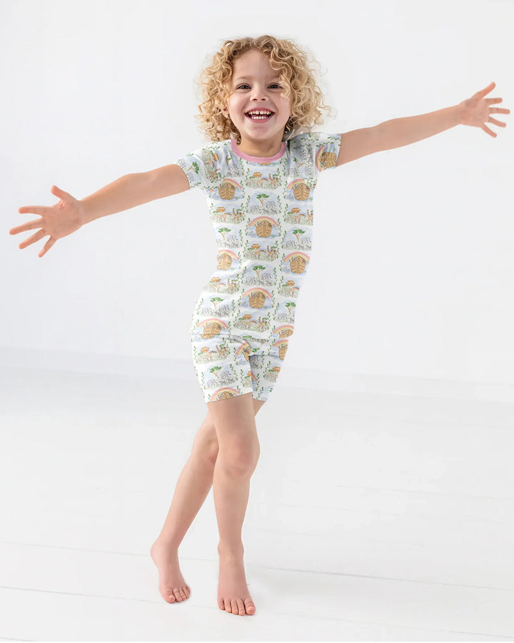 Noah And The Ark Bamboo Two Piece Short Sleeve Shorts Pajama Set