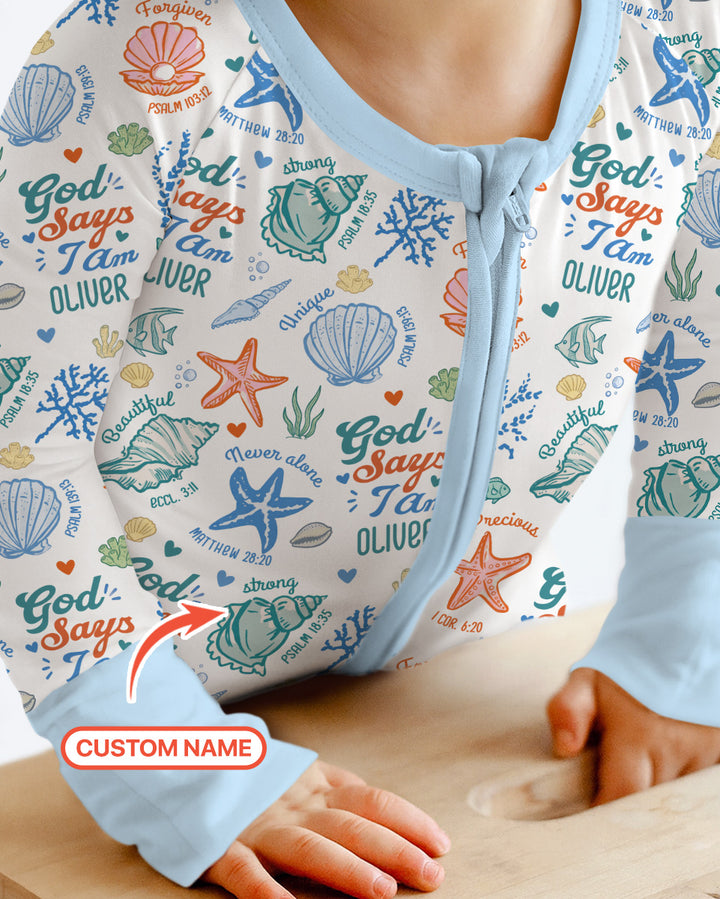 Coastal God Says I Am Custom Name Bamboo Convertible Zippy