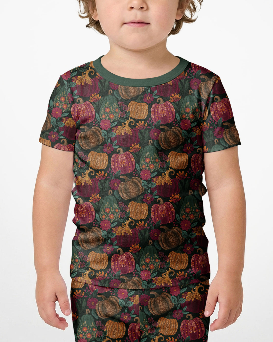 Velvet Pumpkins Bamboo Two Piece Short Sleeve Shorts Pajama Set